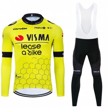 Completo Maglia ML + Pantaloncino con bretelle ML 2024 Jumbo-Visma Lease A Bike Giallo